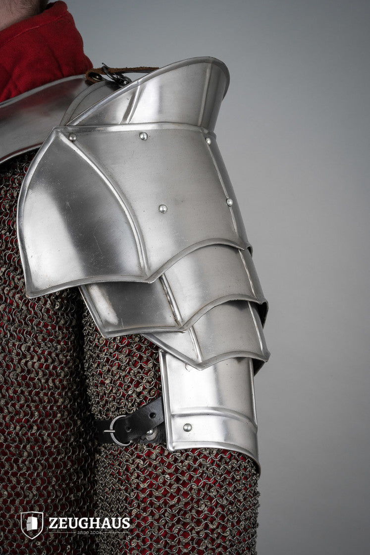 Pauldrons with Bladebreakers - Champion Polished Armor Shoulder Guards for Cosplay, LARP & Medieval Reenactment | Perfect for Renaissance Fairs & Fantasy Costumes