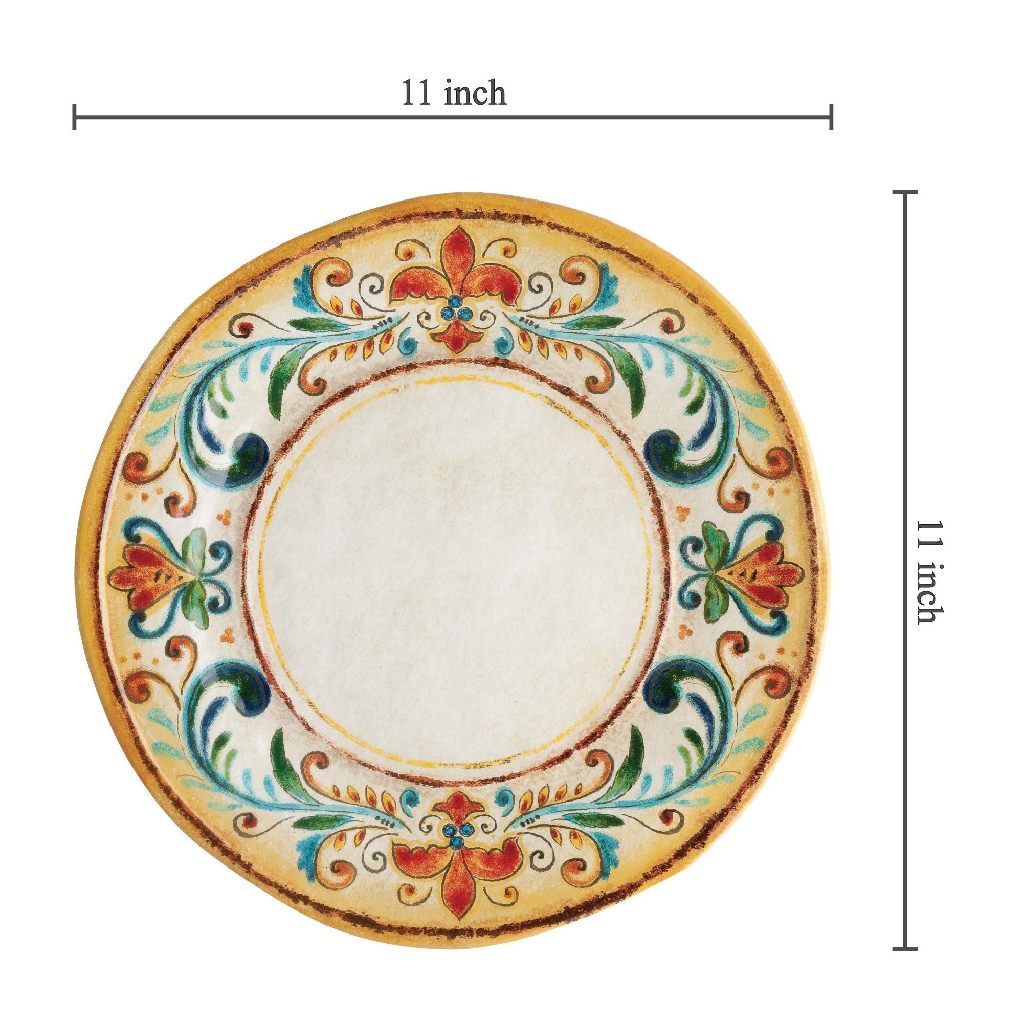 UPware 6-Piece Melamine Dinner Plates Set - BPA-Free, Dishwasher Safe, 11 Inch for Main Course, Pasta & Salad - Perfect for Dining & Entertaining