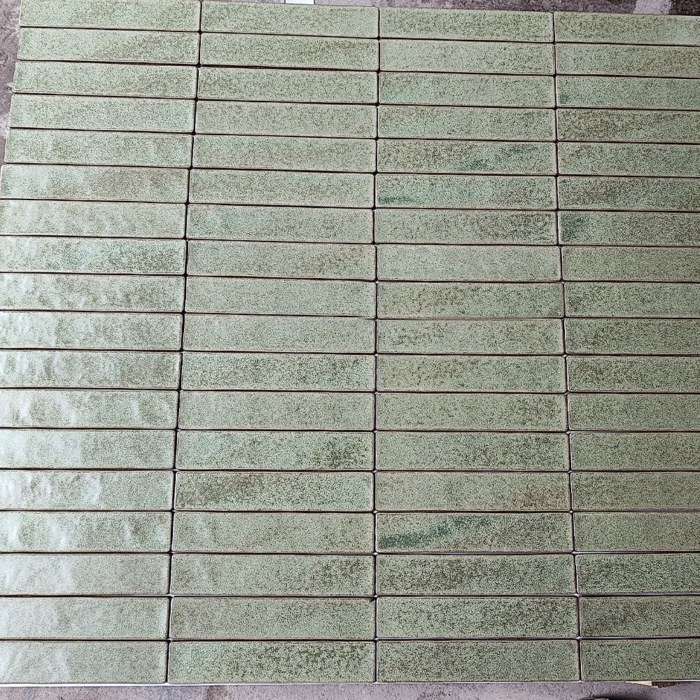 Mykonos Jade Green 50X250mm Zellige Matte Handmade Subway Tile - Perfect for Kitchen Backsplash, Bathroom Walls & Mediterranean Style Home Decor