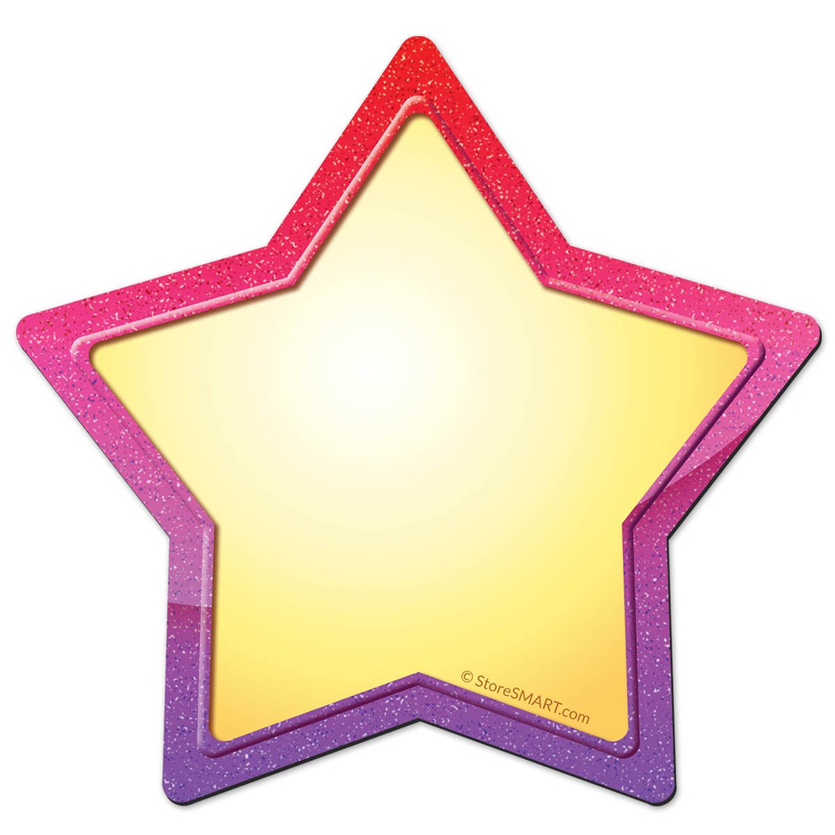 StoreSMART Write-On Star Magnets 300-Pack - Yellow Center with Red/Purple Border - Perfect for Classroom, Office & Fridge Organization - Reusable Whiteboard Magnets for Notes & Reminders