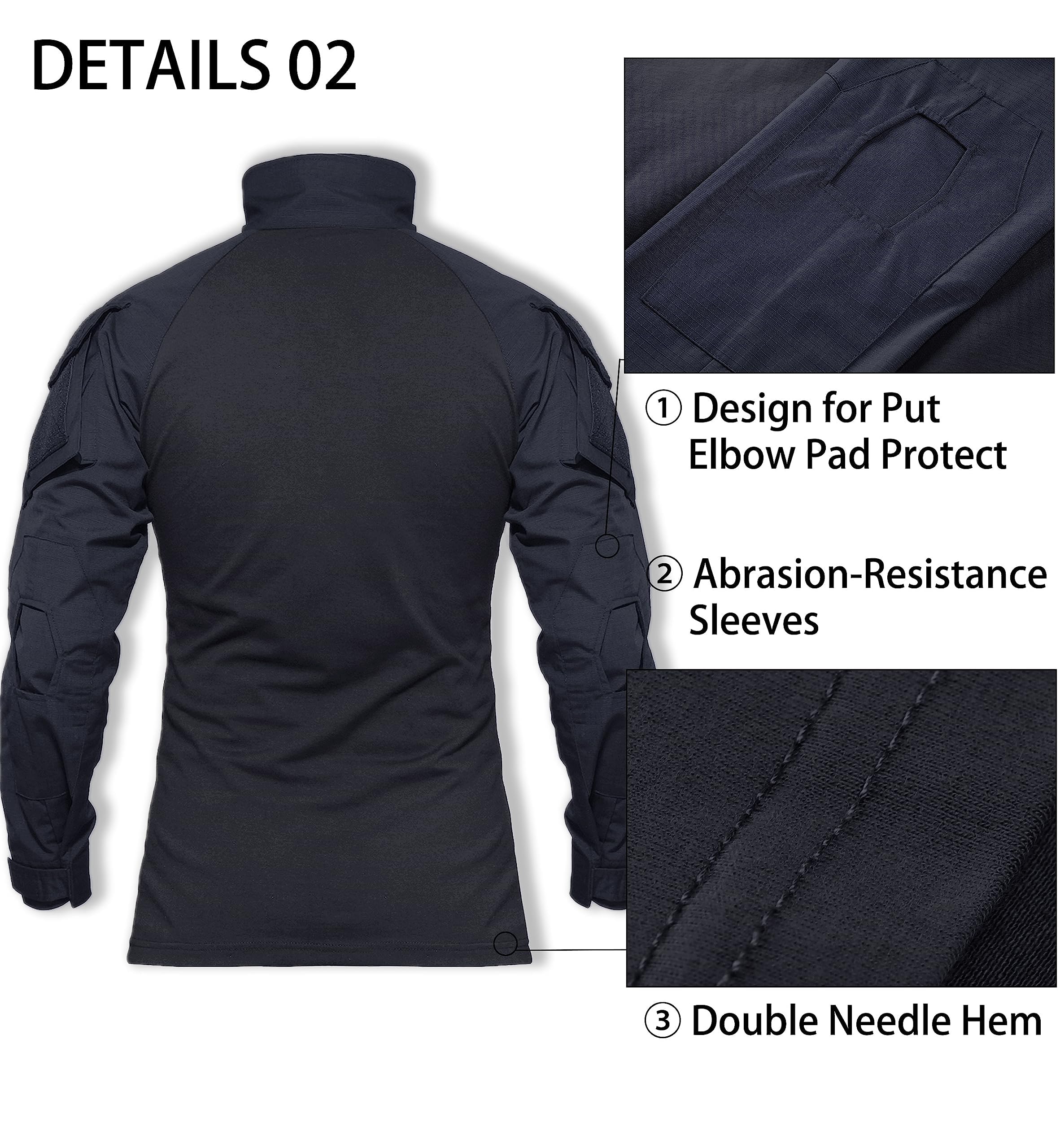 MAGCOMSEN Men's Tactical Airsoft Military Combat Long Sleeve Zip-Up Shirt - Lightweight & Slim Fit for Outdoor Training, Airsoft Games & Tactical Missions
