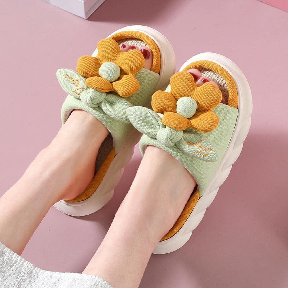 Gaolinci Thick Sole Comfortable Linen Slippers for Women - Non-Slip Indoor House Shoes | Perfect for Home, Lounge & Relaxation