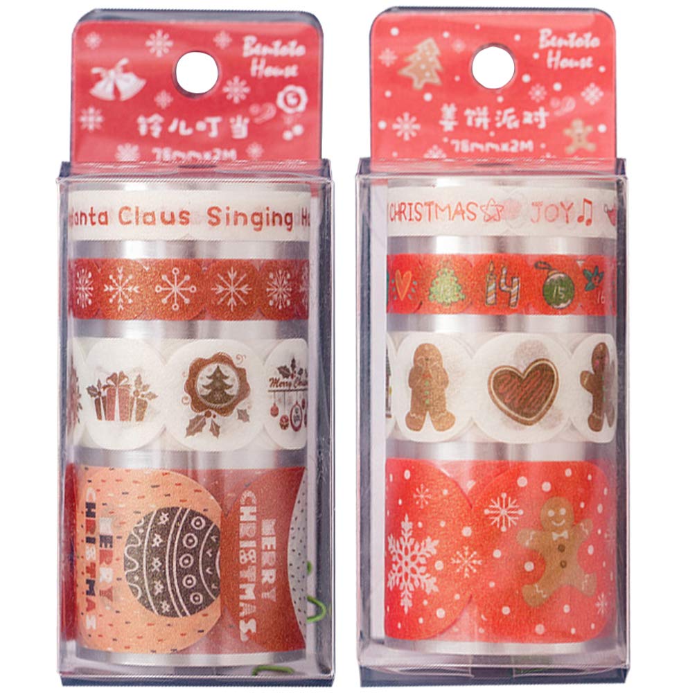 Amosfun 2-Pack Pearl Christmas Paper Clips - Cute Cartoon File Clamps with 2m Self-Adhesive Tape for Holiday Office Decor, Gift Wrapping & School Crafts (Random Style)