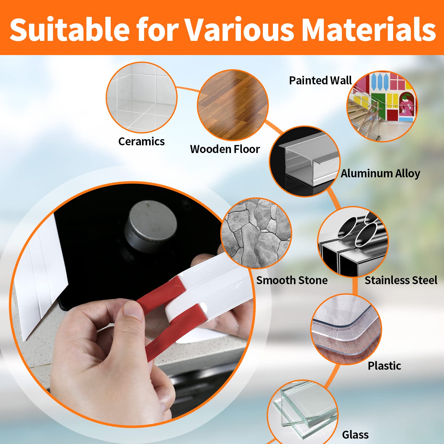 Self-Adhesive Caulk Tape for Bathroom & Kitchen - Waterproof Seal Strip for Toilet Base, Tub Surround & Countertop - Easy Installation for Leak Protection & Mold Prevention - Perfect for Home Renovation & DIY Projects