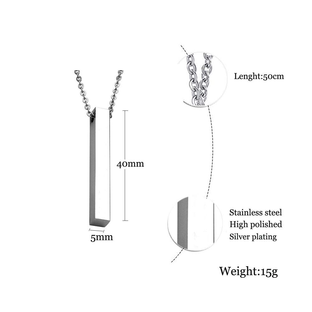 Custom Engraved Initial Name Sisters Necklace - 4 Sided Personalized Stainless Steel Vertical Bar Pendant, Dainty Coordinate Jewelry for Women | Perfect Gift for Sisters, Best Friends & Loved Ones | Birthday, Anniversary, Christmas Present