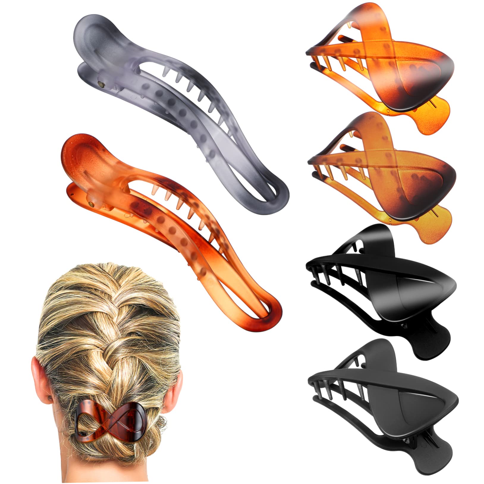 Beaupretty 6-Piece French Hair Clips for Women - Large Hair Claw Clips, Jaw Clamps for Styling, Makeup & Updos - Perfect for Girls, Women & Bridal Hairstyles