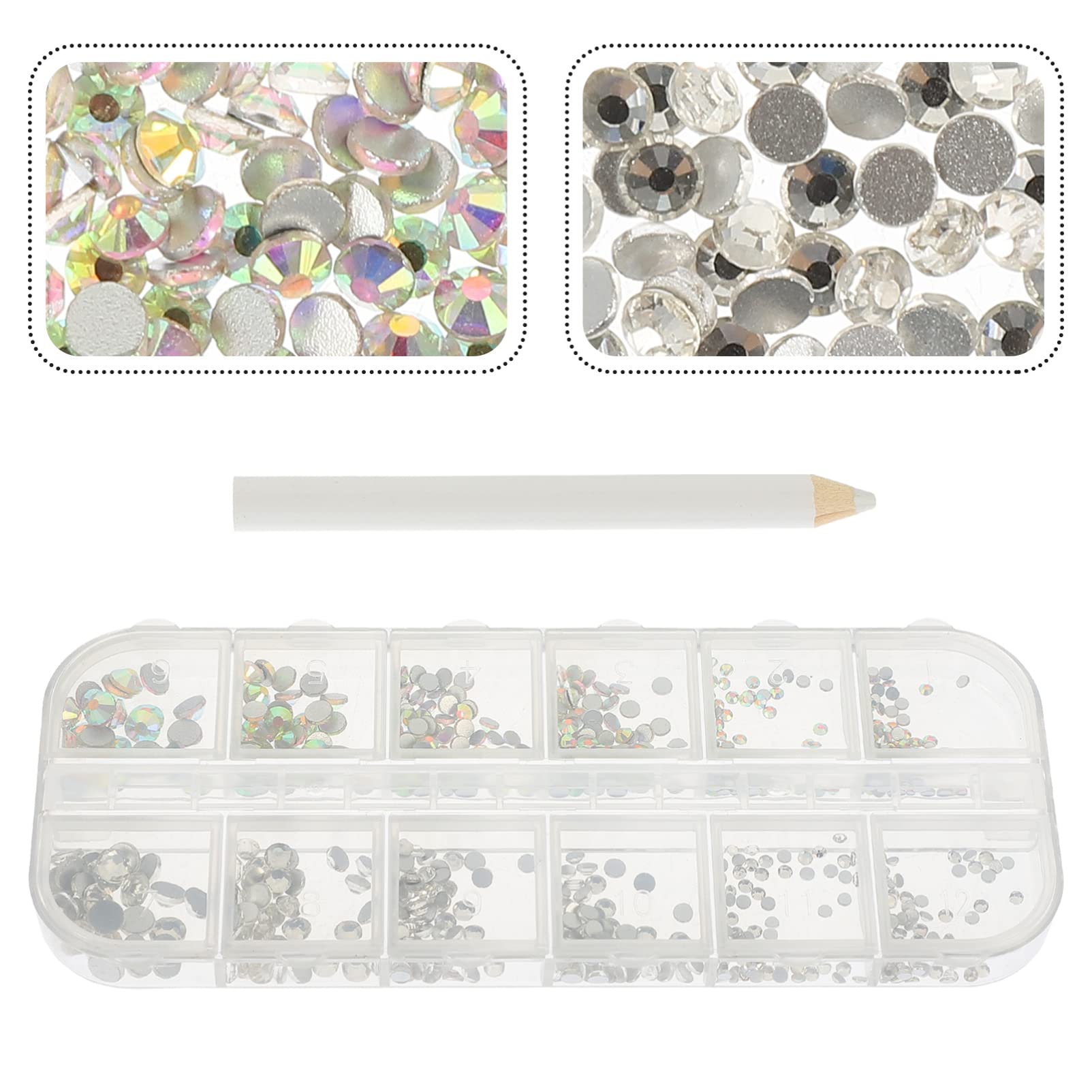 VICASKY Nail Art Kit with Rhinestones, Nail Gems, Drill Bits & Glue - 3D Glass Diamonds, White Round Stickers & Manicure Charms for Professional & DIY Nail Designs | Perfect for Salons, Home Use & Special Occasions