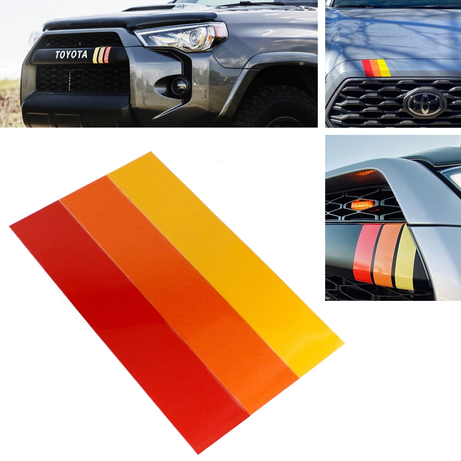10 Inch Classic Retro Style Tri-Color Stripe Decal Sticker for Toyota, Lexus, Honda, Nissan - Waterproof Vinyl Car Decoration for Doors, Hood, Trunk - Perfect for Car Shows, Customization & Personalization