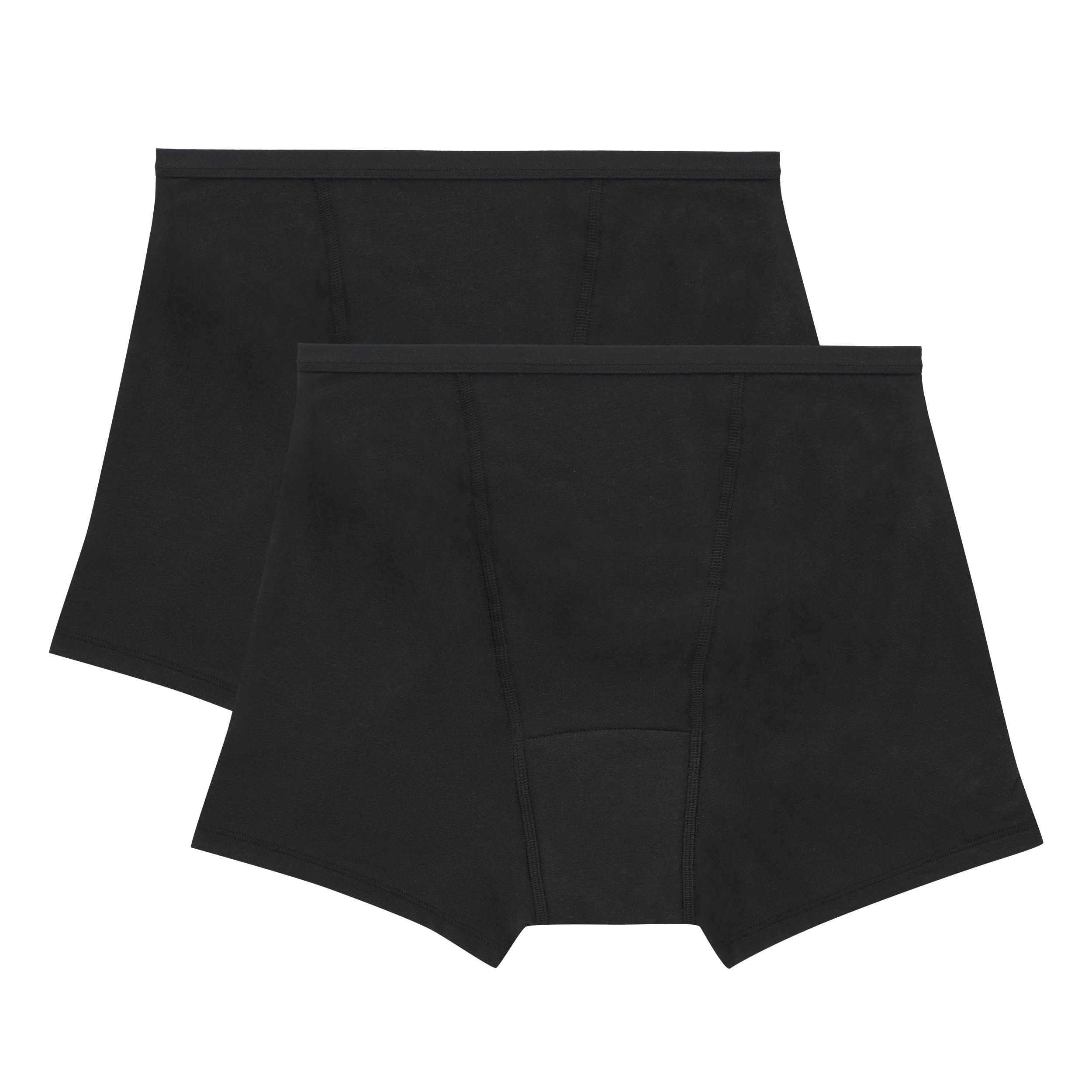 Hanes Women's Comfort Period Underwear Boxer Brief - Super Absorbent Leakproof Postpartum, Period & Overnight Protection (2-Pack) - Ideal for Postpartum Recovery, Heavy Flow Days & Nighttime Comfort