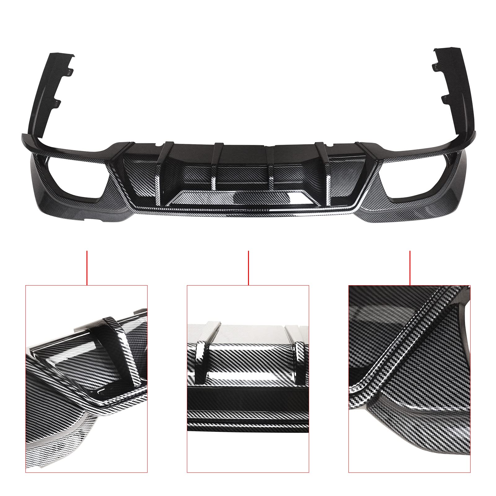 NINTE Rear Diffuser for 2019-2022 BMW 3 Series G20 M Sport Bumper - Carbon Fiber Style Painted Lower Splitter Lip | Perfect Upgrade for Enhanced Aerodynamics & Sporty Look