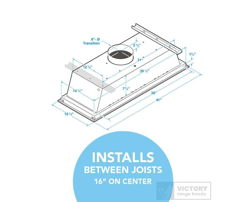 Victory Horizon Matte White Flush Mount Ceiling Range Hood with Dimmable LED Lights - Modern Kitchen Ventilation for Home Cooking & Smoke Removal