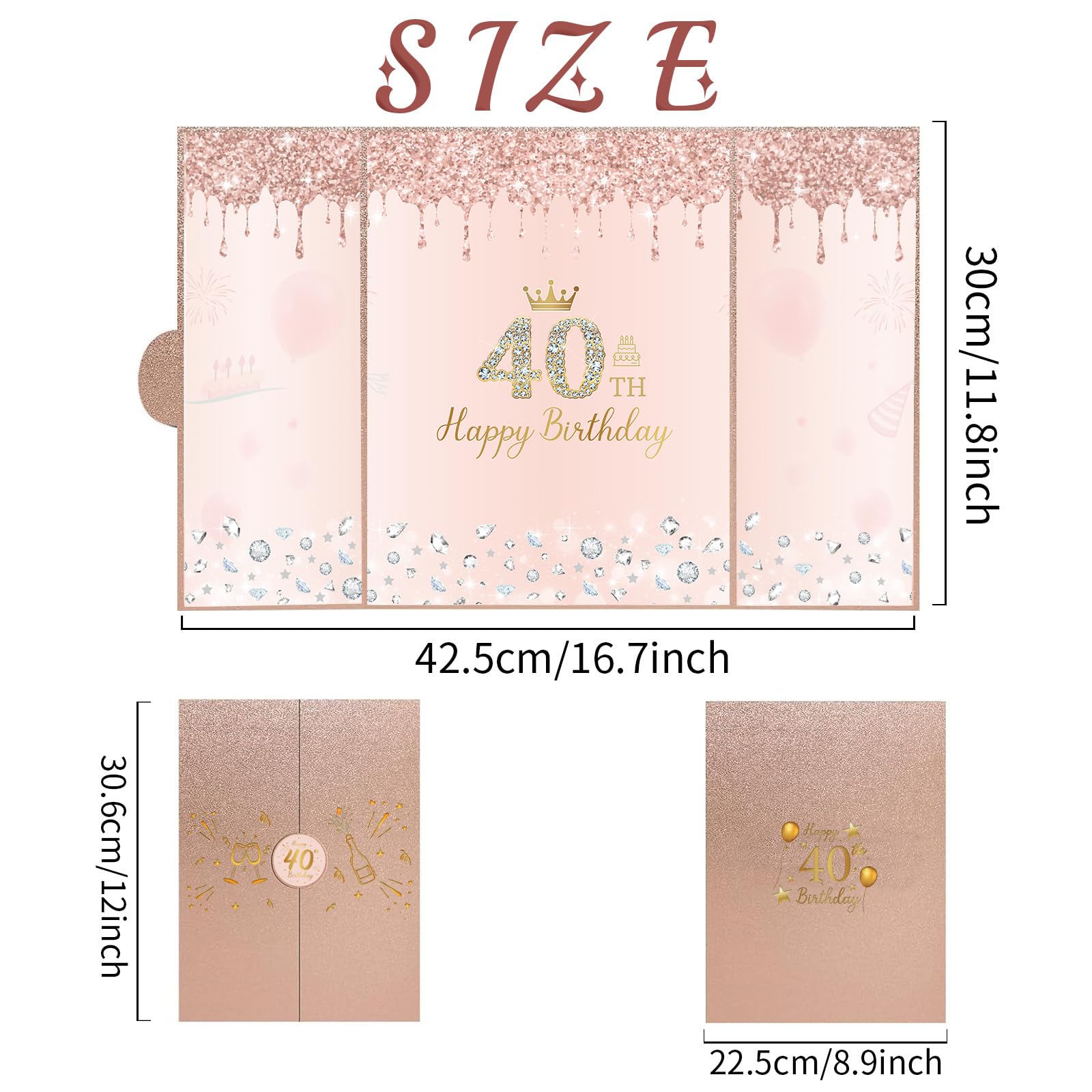 Rose Gold 40th Birthday Party Decorations Set - Creative Guest Book Alternative & Signing Board for Women's 40th Celebration - Pink 'Cheers to 40 Years' Theme - Perfect for Milestone Birthday Parties, Anniversary Events & Photo Backdrops
