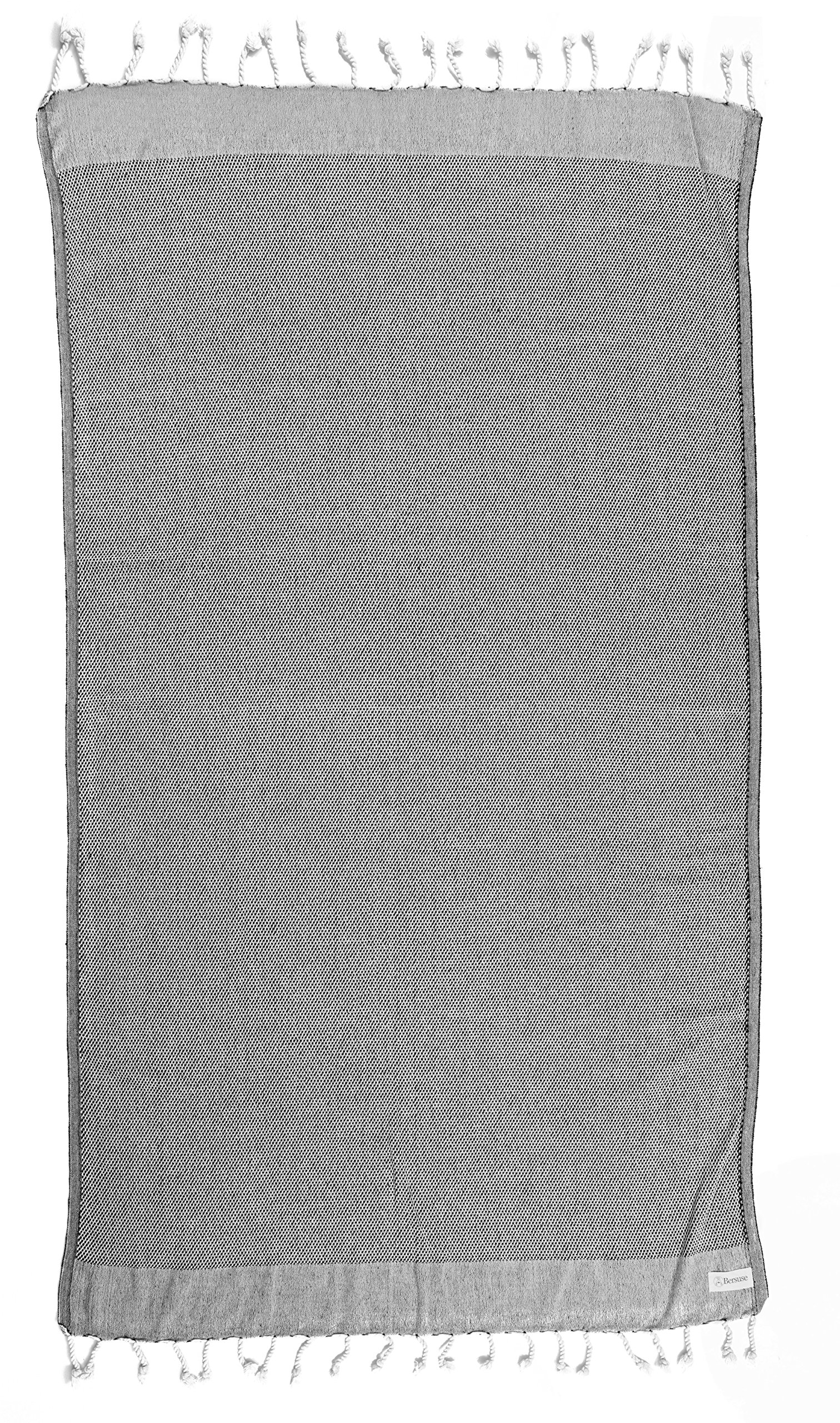 Bersuse 100% Cotton Premium Turkish Peshtemal Towel - Ultra Soft, Highly Absorbent & Quick-Dry Beach Towel & Bath Towel Set (37x70 Inches, Black, 6-Pack) - Perfect for Pool, Spa, Travel & Yoga