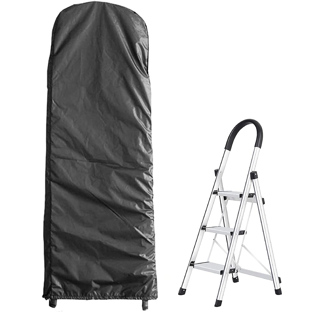 Folding Ladder Cover - Indoor Outdoor Dustproof Storage Bag for Step Ladders, Furniture & Patio Garden Use - Black Protective Dust Cover for Household Cleaning & Organization
