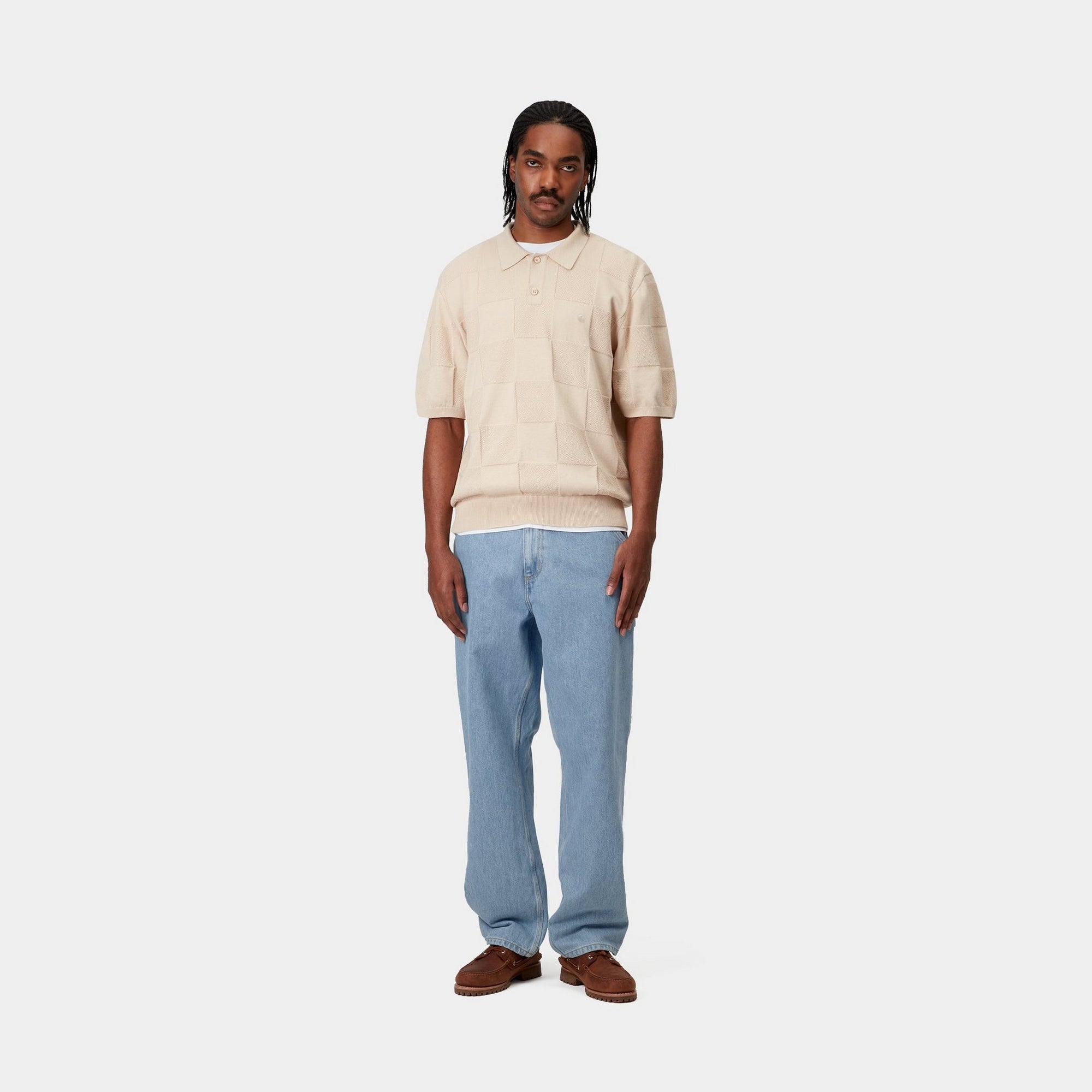 Single Knee Denim Pants for Men - Stone Bleached Blue Jeans | Durable & Comfortable for Casual Wear, Work, and Outdoor Activities