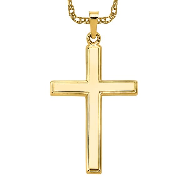 14K Solid Yellow Gold Latin Mexican Holy Cross Necklace - Religious Jesus Christ Pendant Charm for Women & Men - Perfect for Baptism, First Communion, Confirmation & Everyday Faith Jewelry
