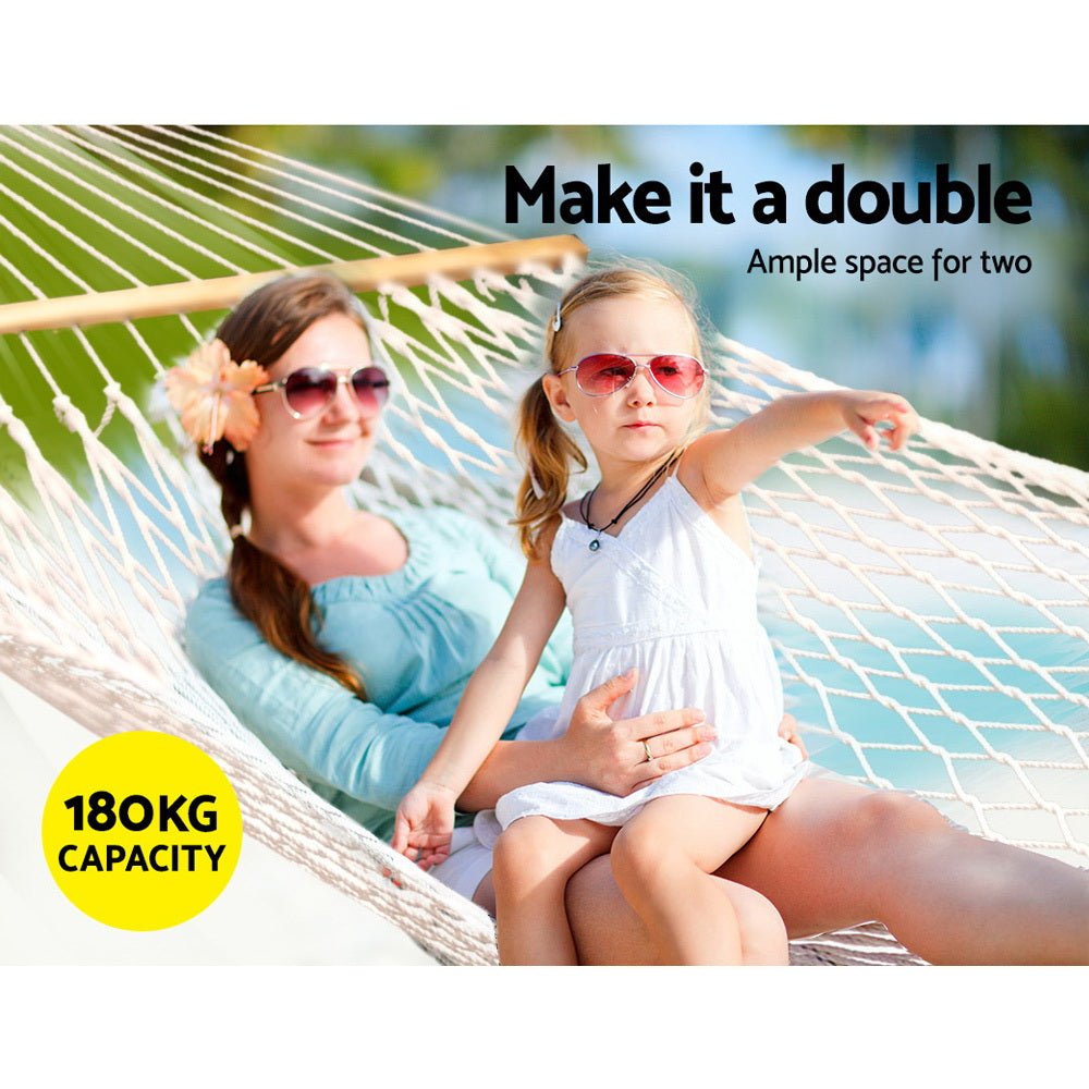 2 Person Outdoor Hammock Bed - Portable Camping Hanging Chair with Breathable Mesh - Perfect for Backyard, Beach, and Forest Relaxation