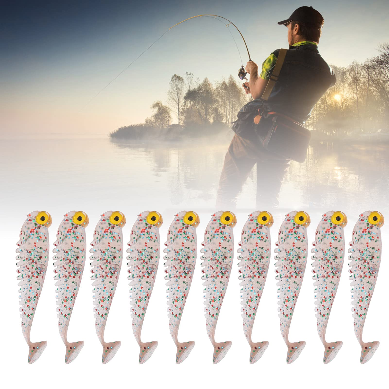 Rosvola Artificial Fishing Lures - Lifelike Fish Shaped Baits for Bass, Trout & Saltwater Fishing - Perfect for Freshwater & Ocean Anglers (Great for Casting, Trolling & Ice Fishing)