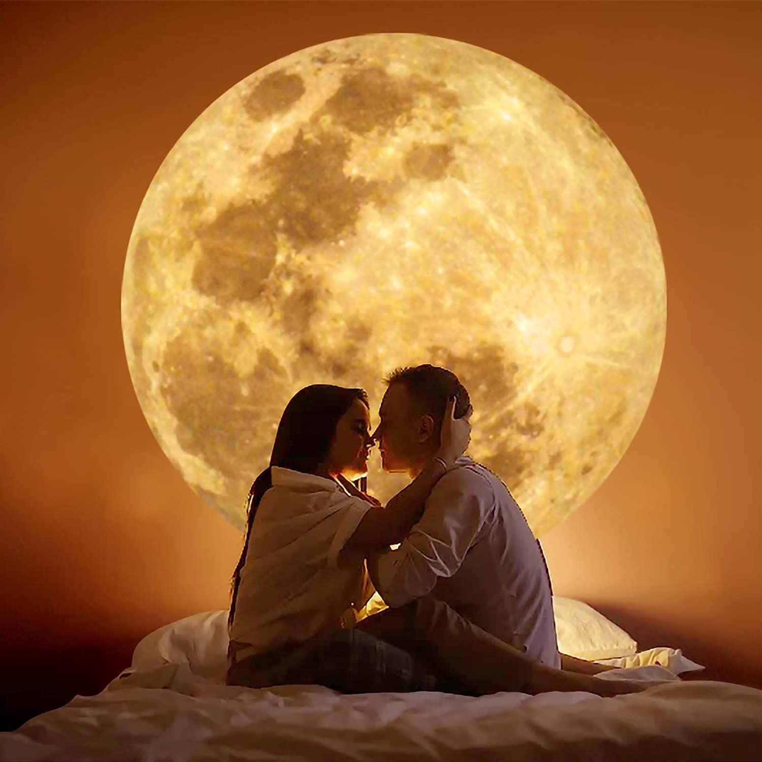 360° Rotatable Moon Lamp Projector - USB Powered Night Light with Bracket, Mood Lighting for Photography, Romantic Atmosphere, Selfie Background & Bedroom Decor | Perfect for Home Ambiance, Date Nights & Gift for Moon Lovers