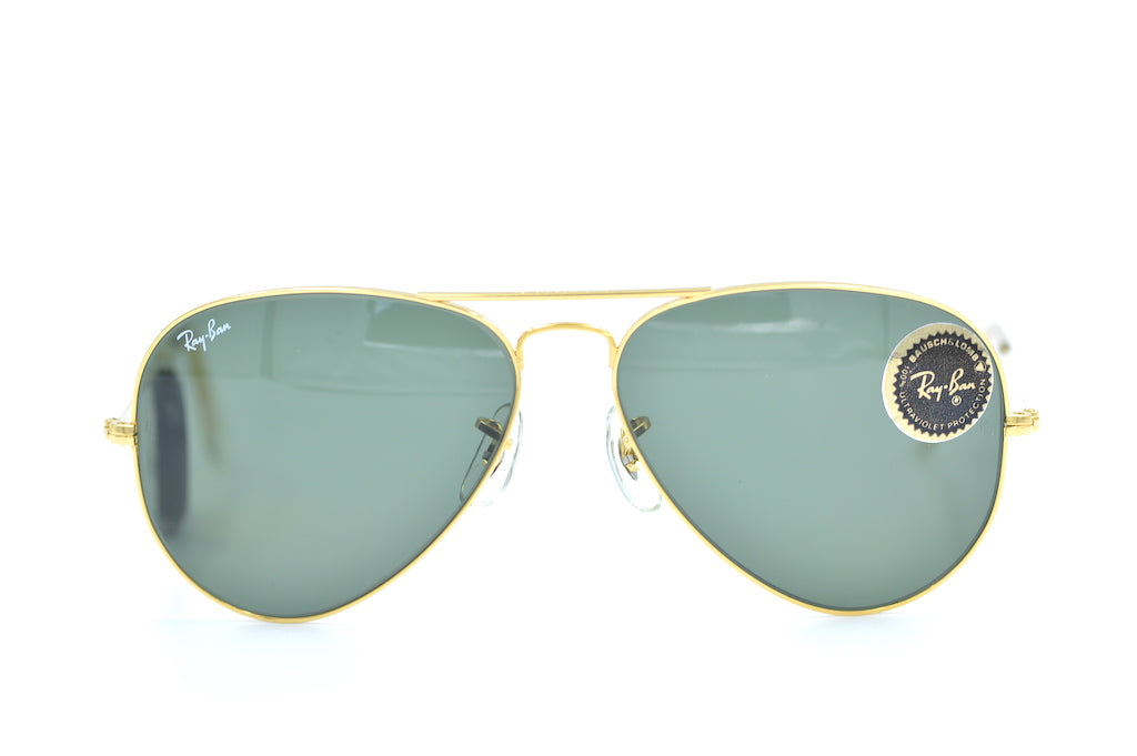 RayBan Gold Aviator Sunglasses 58mm - Classic 80s Style Pilot Shades for Men & Women - Perfect for Driving, Outdoor Sports & Fashion Accessories