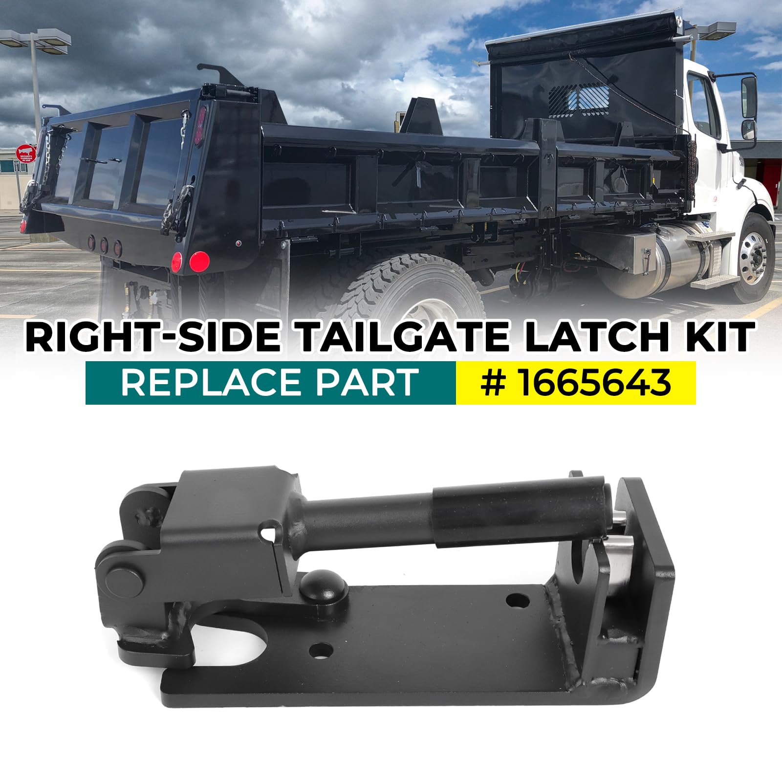 Heavy-Duty Black Right-Side Tailgate Latch Lock Kit for Trucks, Cars & Large Vehicles with Metal Dump Bodies - Secure Cargo Protection for Hauling, Towing & Off-Road Use