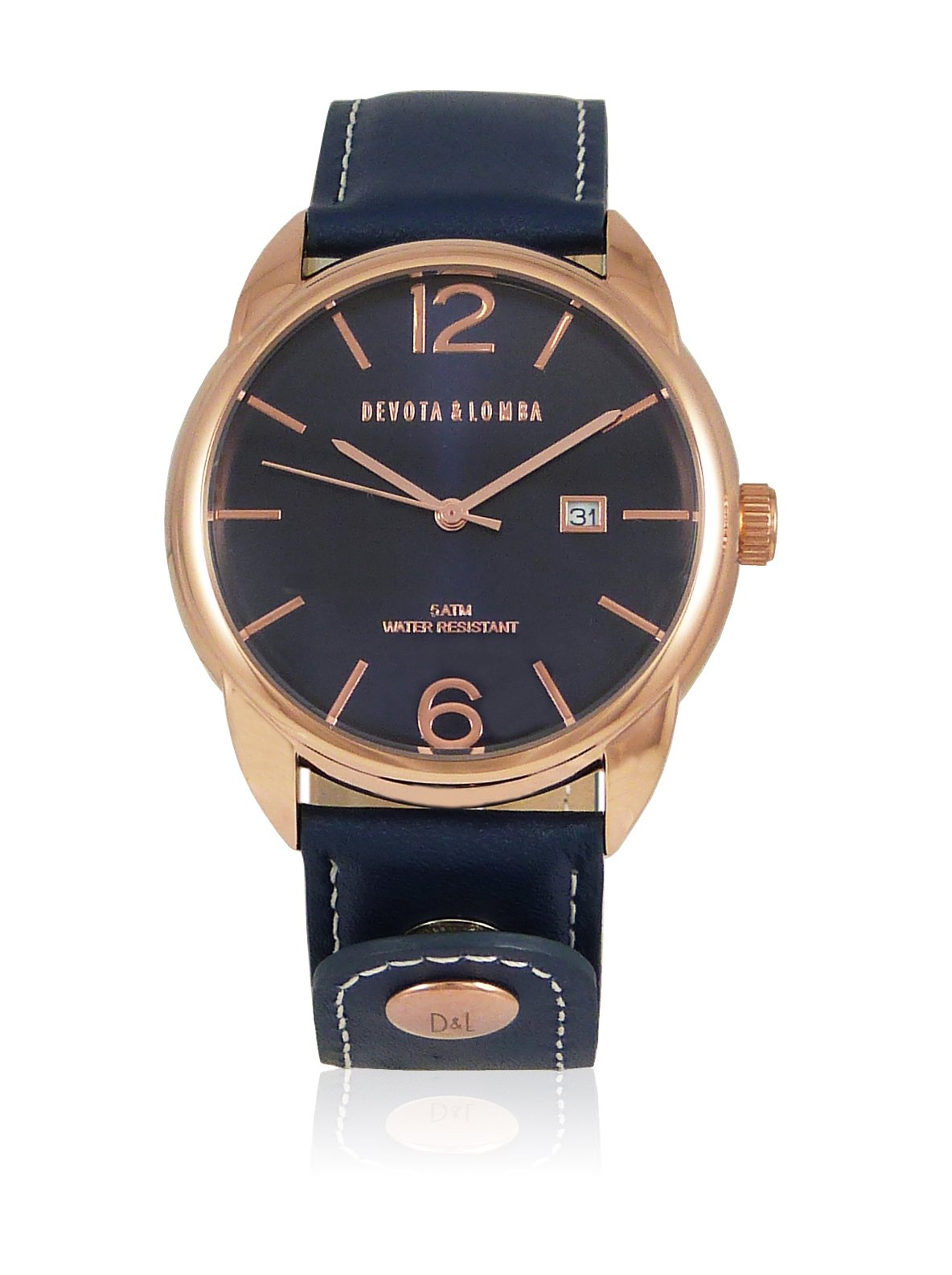 Devota&Lomba DL009M-03BLBLUE Analog Watch for Women - Blue Leather Strap, Water Resistant, Fashion Accessory for Work, Party & Everyday Wear