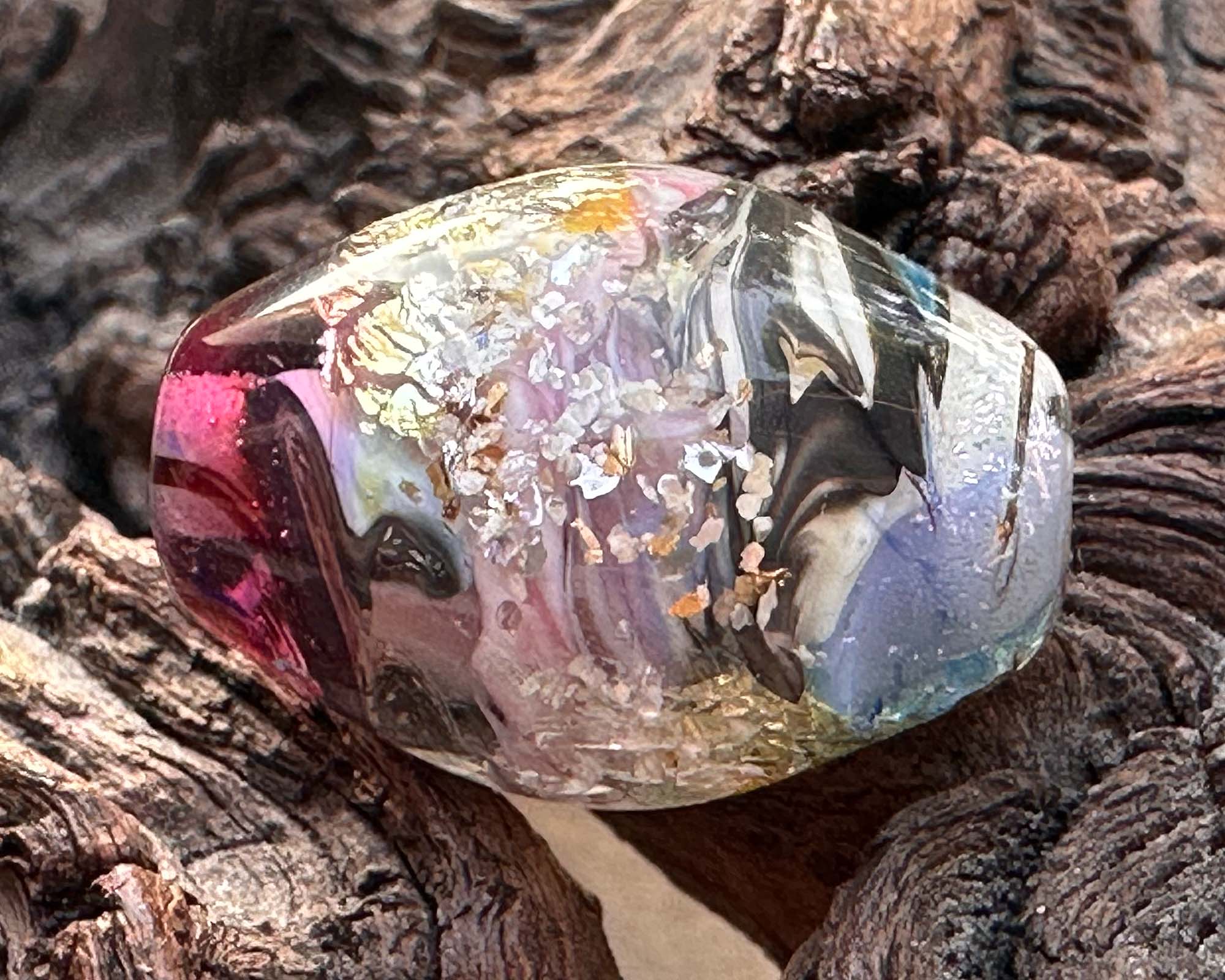 Handmade Mica Swirl Glass Lampwork Focal Bead for Jewelry Making - Perfect for Necklaces, Bracelets, and DIY Craft Projects