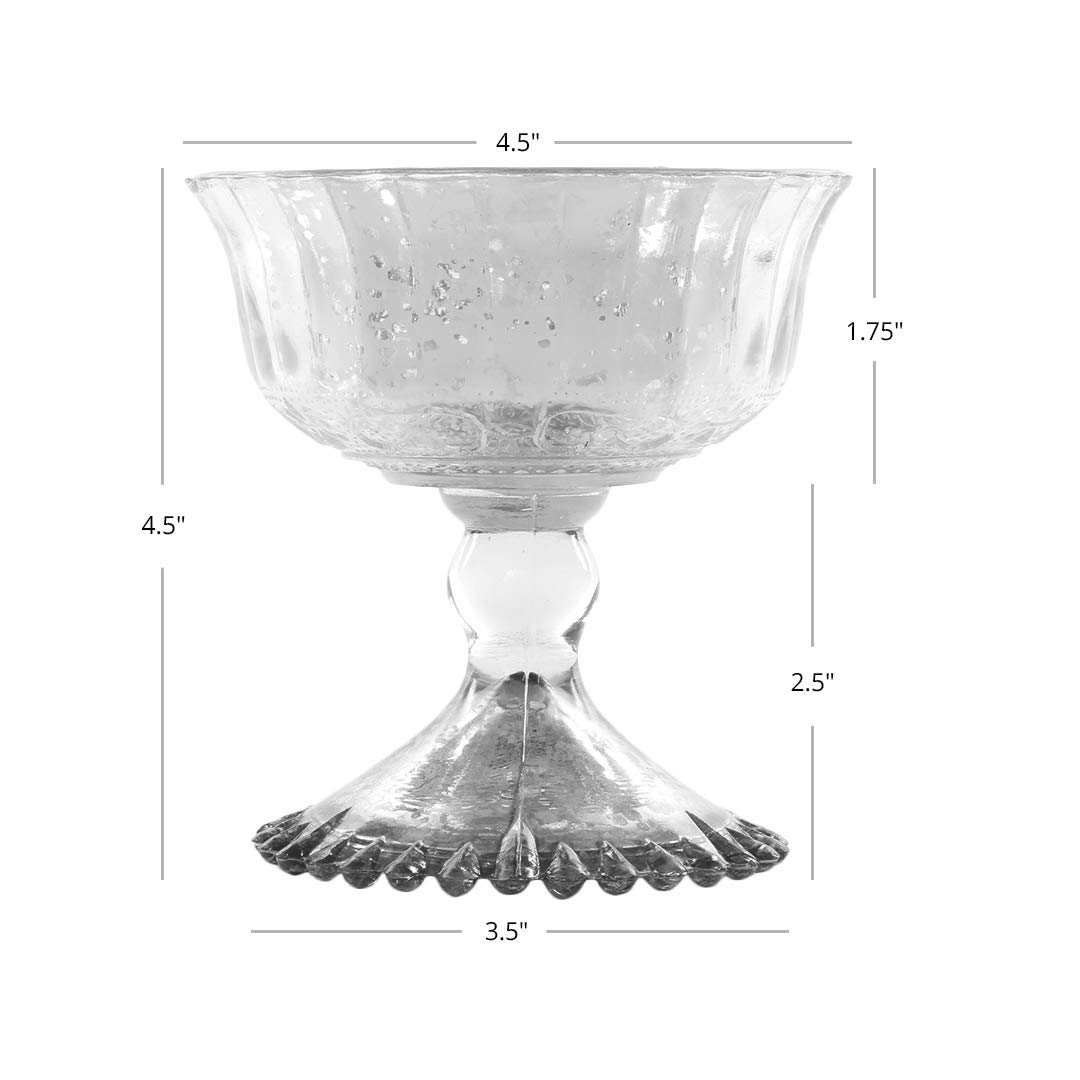 Koyal Wholesale 4.5-Inch Navy Blue Glass Compote Bowl - Elegant Pedestal Flower Bowl for Wedding Centerpieces, Table Decor, and Home Decor