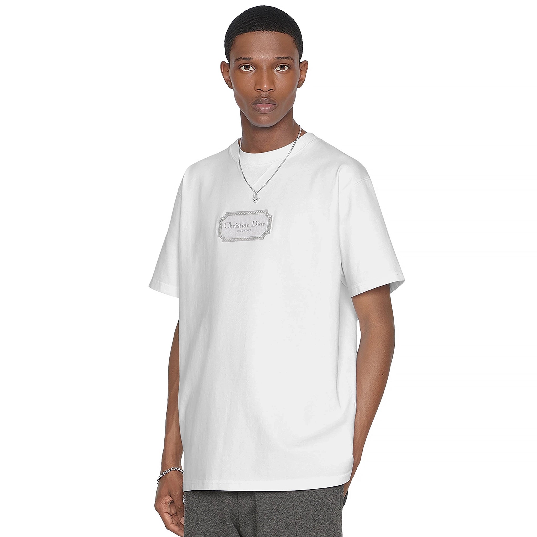 Dior Couture Relaxed Fit Cotton White T-Shirt for Men | Luxury Casual Wear for Everyday & Special Occasions