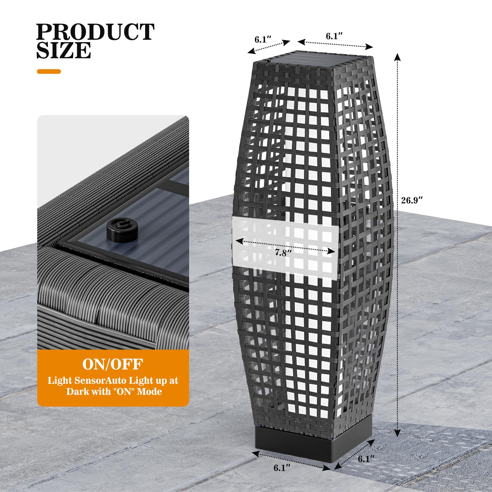 Solar Powered Outdoor Floor Lamp - Waterproof Weather Resistant Square Pattern Solar Lantern for Backyard, Porch, Garden, Deck | Perfect for Christmas Decorations, Patio Lighting & Nighttime Ambiance