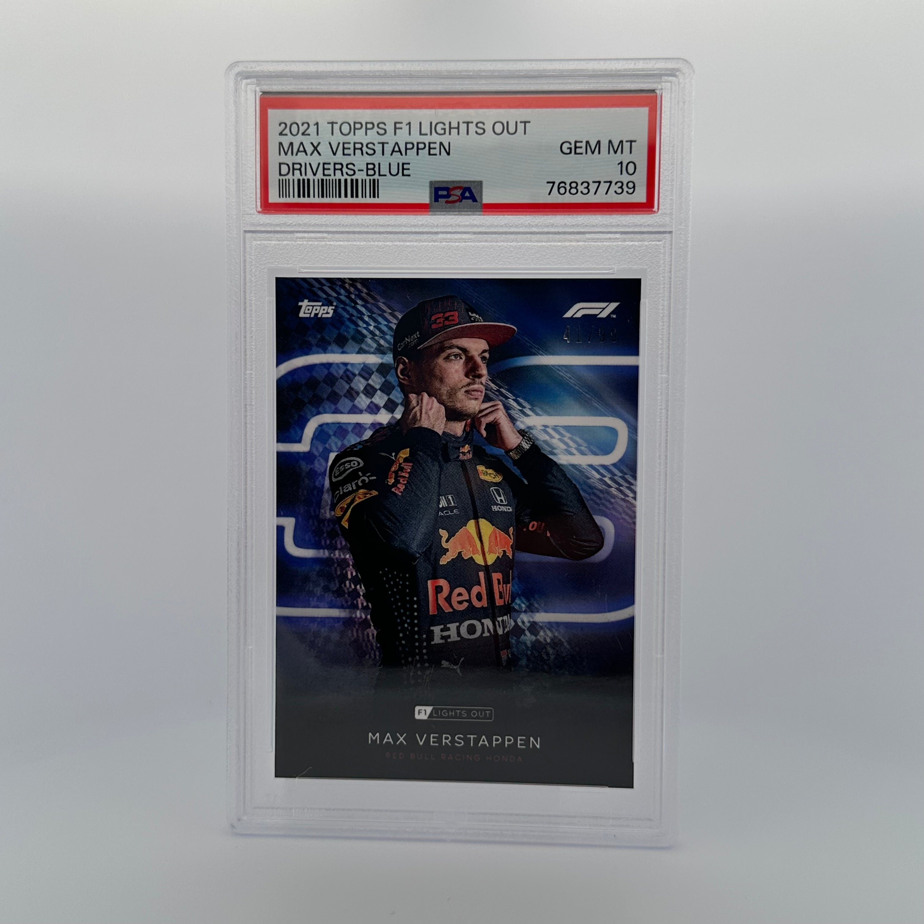 PSA 10 41/99 MAX VERSTAPPEN 2021 Formula 1 Drivers Blue Parallel Card - Rare Collectible for Sports Memorabilia & F1 Racing Fans