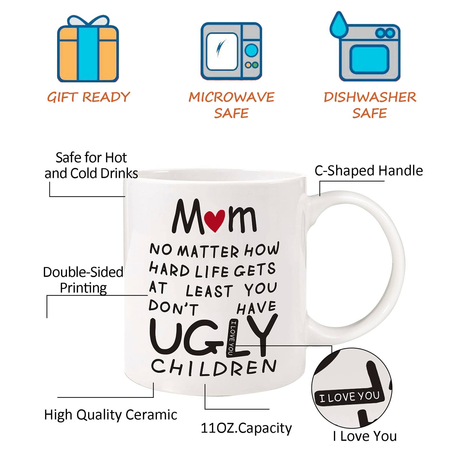11oz Funny Coffee Mug - Unique Mother's Day Gift for Mom, Wife, Women