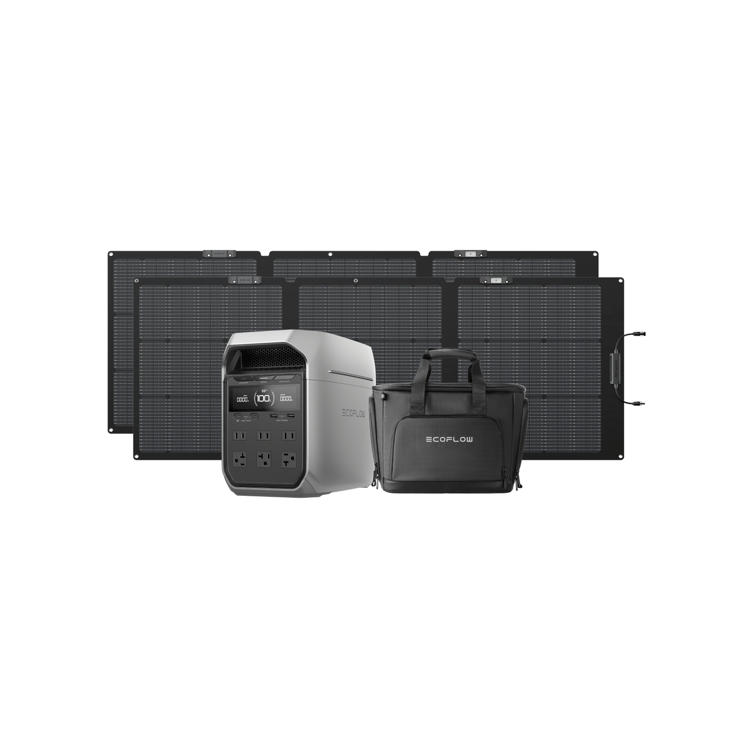EcoFlow DELTA 3 Plus 2000W Portable Power Station with 2x220W Solar Panels & Carrying Bag - Perfect for Camping, RV Trips, and Emergency Power Backup