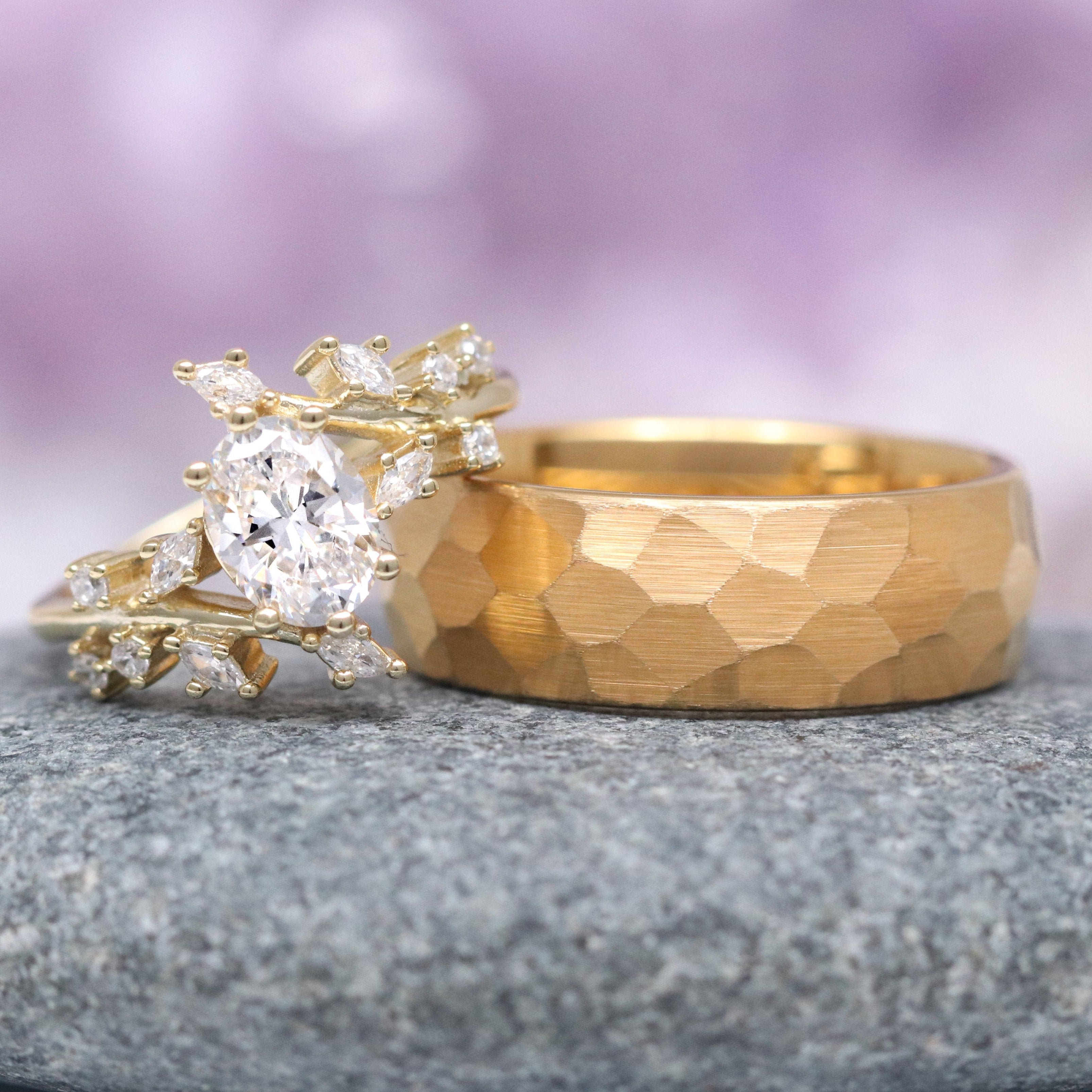 Lab Grown Diamond Leaf Engagement Ring 14K Solid Yellow Gold - IGI Certified Eco-Friendly Wedding Band for Women, Nature-Inspired Bridal Jewelry Gift for Her, Perfect for Proposals, Anniversaries & Special Occasions