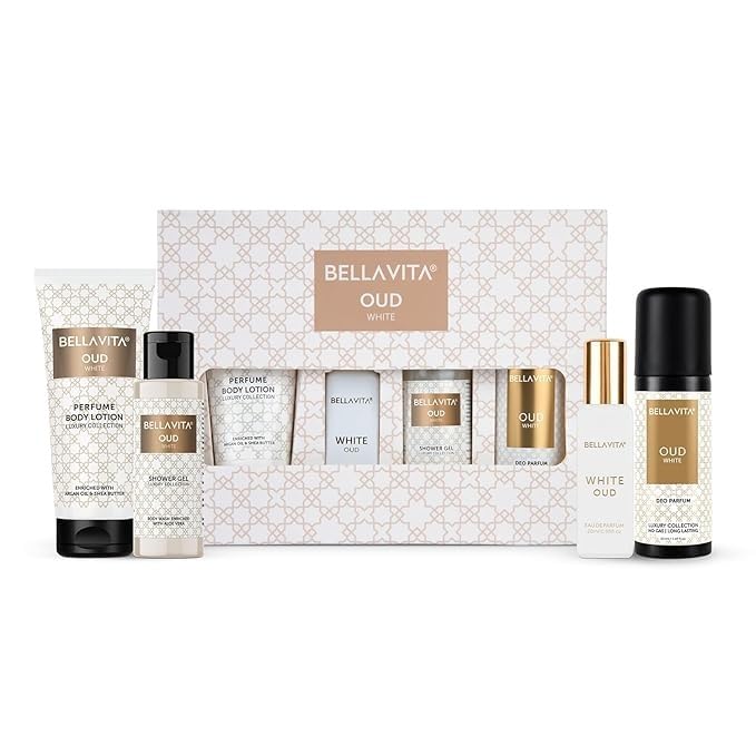 BELLA'VITAA OUDD WHITE Travel Size Gift Set - Shower Gel, EDP Perfume, Body Lotion for Women | Luxury Fragrance Set for Travel, Gifts & Daily Use