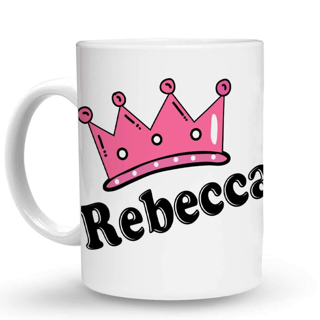 Rebecca Ceramic Coffee Mug - 11 Oz Unique Handmade Coffee Cup with Name Design, Perfect Gift for Women, Office & Home Use