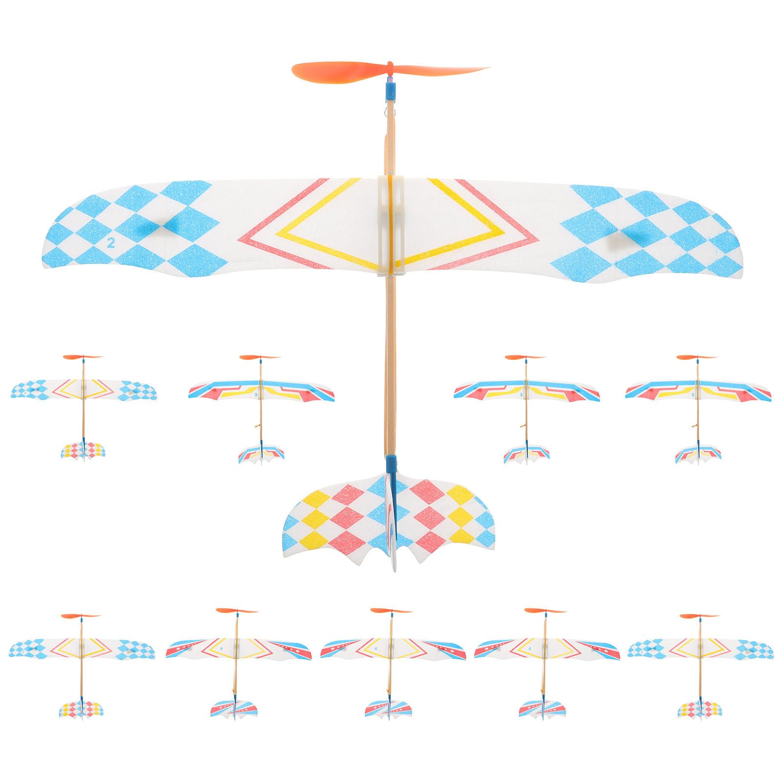 10Pcs Rubber Band Powered Airplane Kits - Flying Glider Planes & Windup Copter Toys for Kids - STEM Educational Party Favors & Outdoor Play | Birthday Gifts, Classroom Activities, Summer Fun