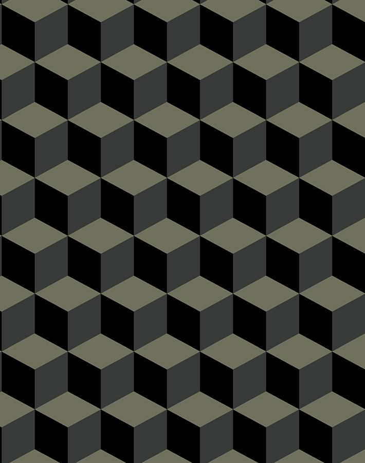 Stylish 'Ice Cubist' Geometric Wallpaper by Wallshoppe in Onyx - Perfect for Modern Living Rooms & Contemporary Home Decor
