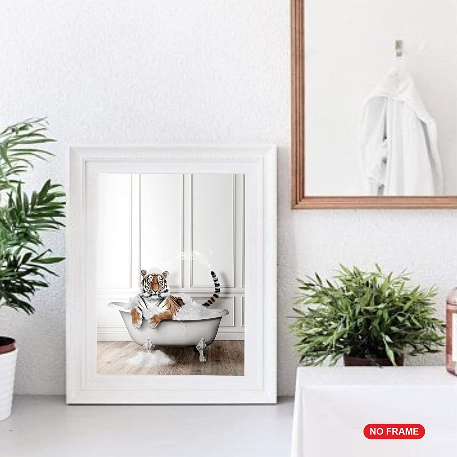 Funny Bathroom Wall Art Prints - Set of 6 Animal Posters (8x10 Inch) for Kids & Home Decor