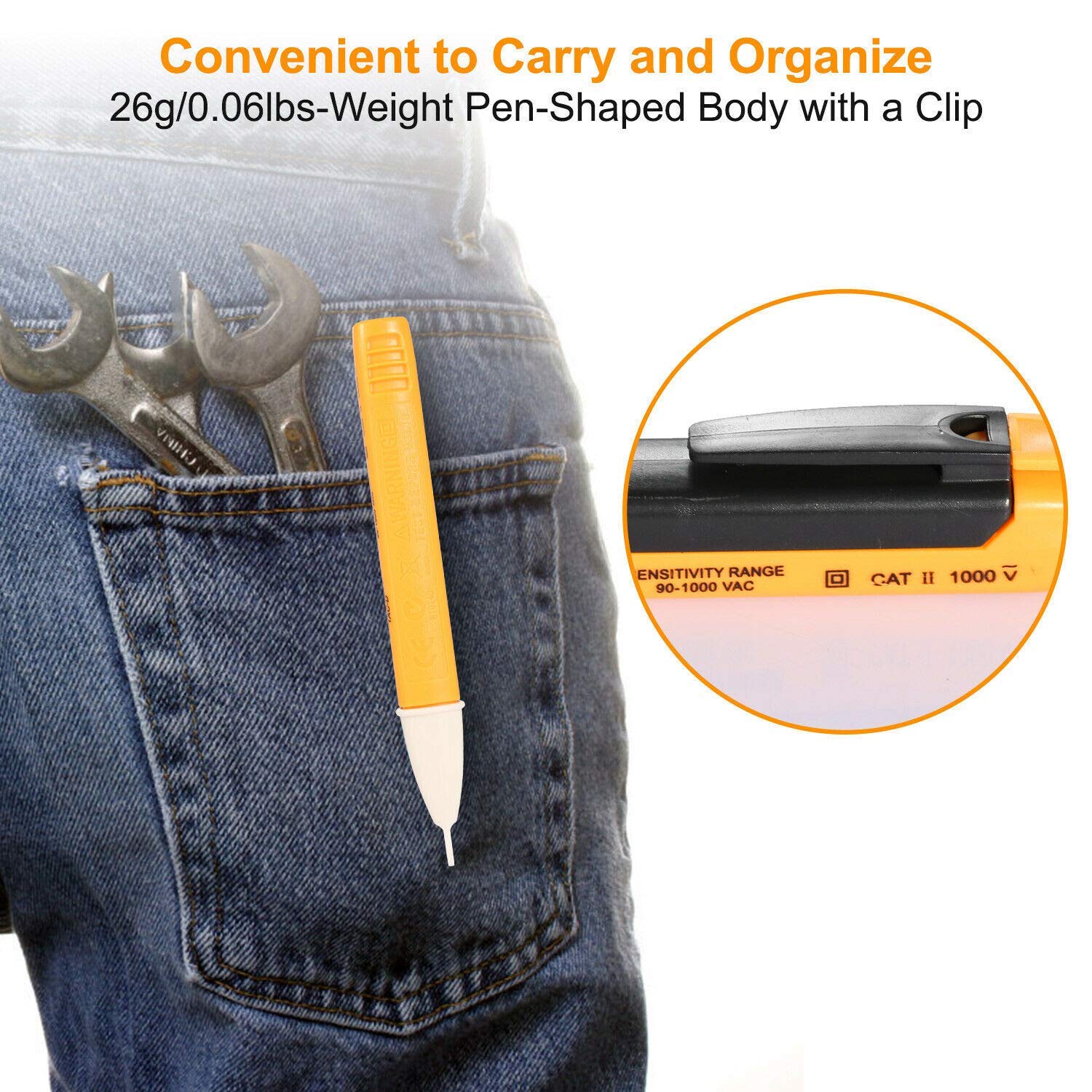 Non-Contact Voltage Tester Pen 90-1000V AC - Battery Powered Electrical Detector with LED Light & Audible Alarm - Perfect for Home Electrical Safety Checks, DIY Projects, and Professional Electricians