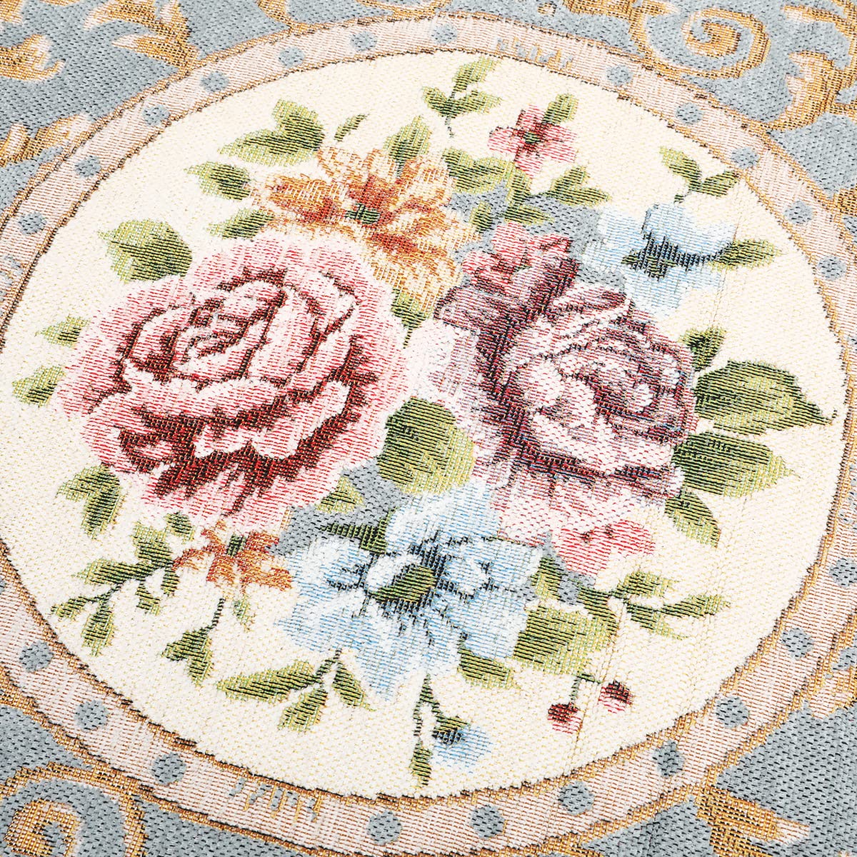 4ft Floral Round Non-Slip Area Rug - Machine Washable Sustainable Kitchen & Living Room Rug in Light Blue | Perfect for Cozy Home Decor & High-Traffic Areas