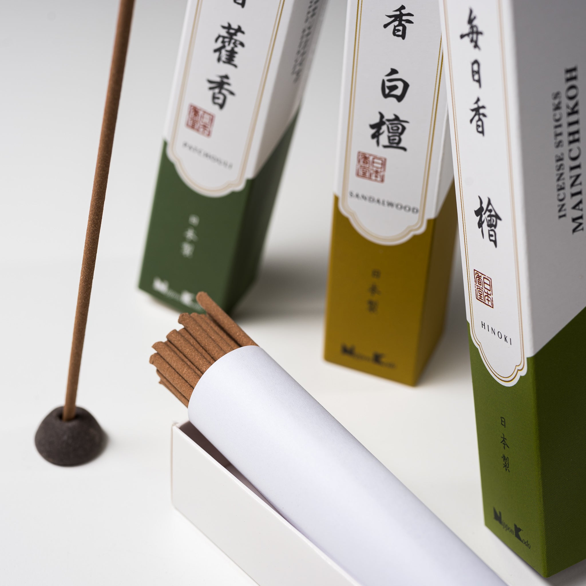 Nippon Kodo Mainichi Koh Japanese Incense Sticks - 3 Scent Options (Daily Use, Meditation, Relaxation) for Home, Office & Spiritual Practice