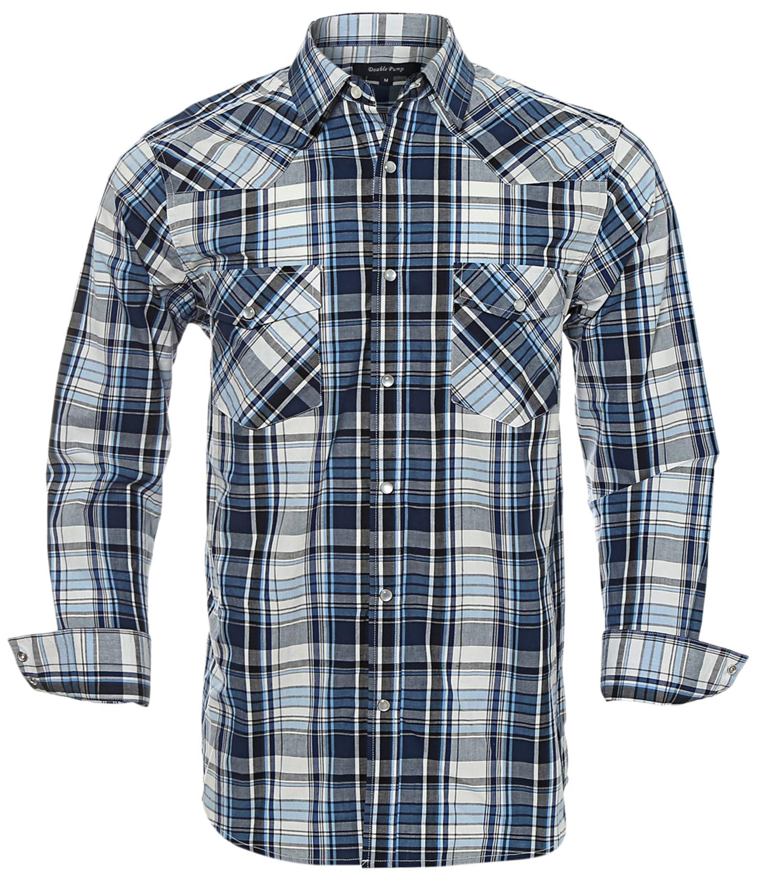 Men's Western Snap Button Plaid Long Sleeve Shirts - Regular Fit Casual Shirt for Cowboy Style, Rodeo, and Outdoor Activities