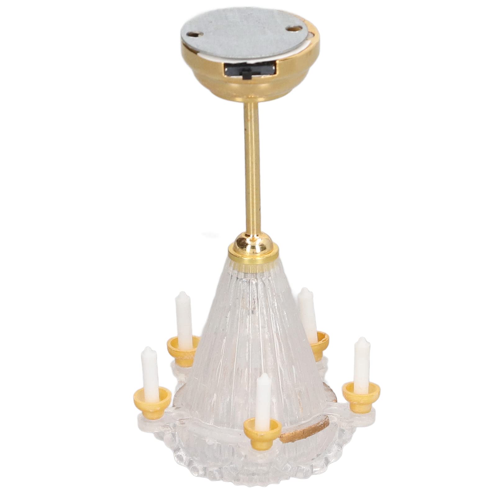 Miniature Chandelier for Dollhouse - 1:12 Scale Ceiling Light with 5 LED Candles, Battery Operated - Perfect for Dollhouse Decor, Miniature Room Lighting, and Collectible Display (Ages 3+)
