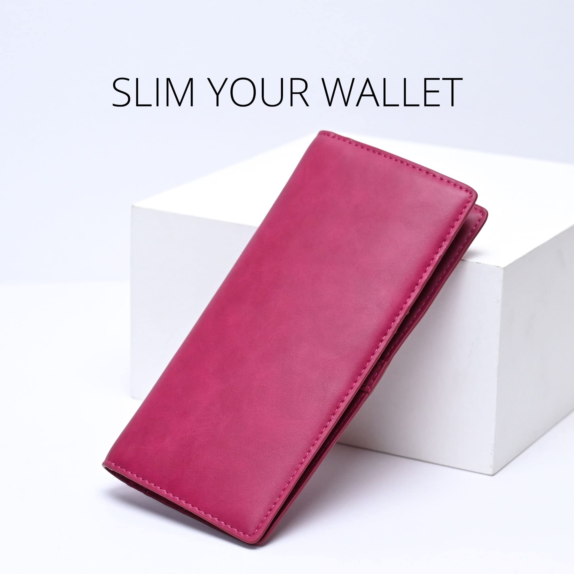 Ultra Slim RFID Blocking Women's Wallet - Bifold Credit Card Holder for Ladies with Long Billfold (Fuchsia Purple) | Perfect for Everyday Use, Travel & Gift Giving