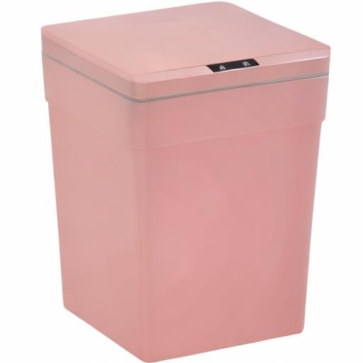 13 Gallon Automatic Touchless Trash Can with Lid - 50L High Capacity Kitchen Garbage Bin for Home, Office, Bedroom & Bathroom | Motion Sensor Hands-Free Operation (Black/Pink) - Perfect for Hygienic Waste Disposal in Kitchens, Bathrooms & Workspaces