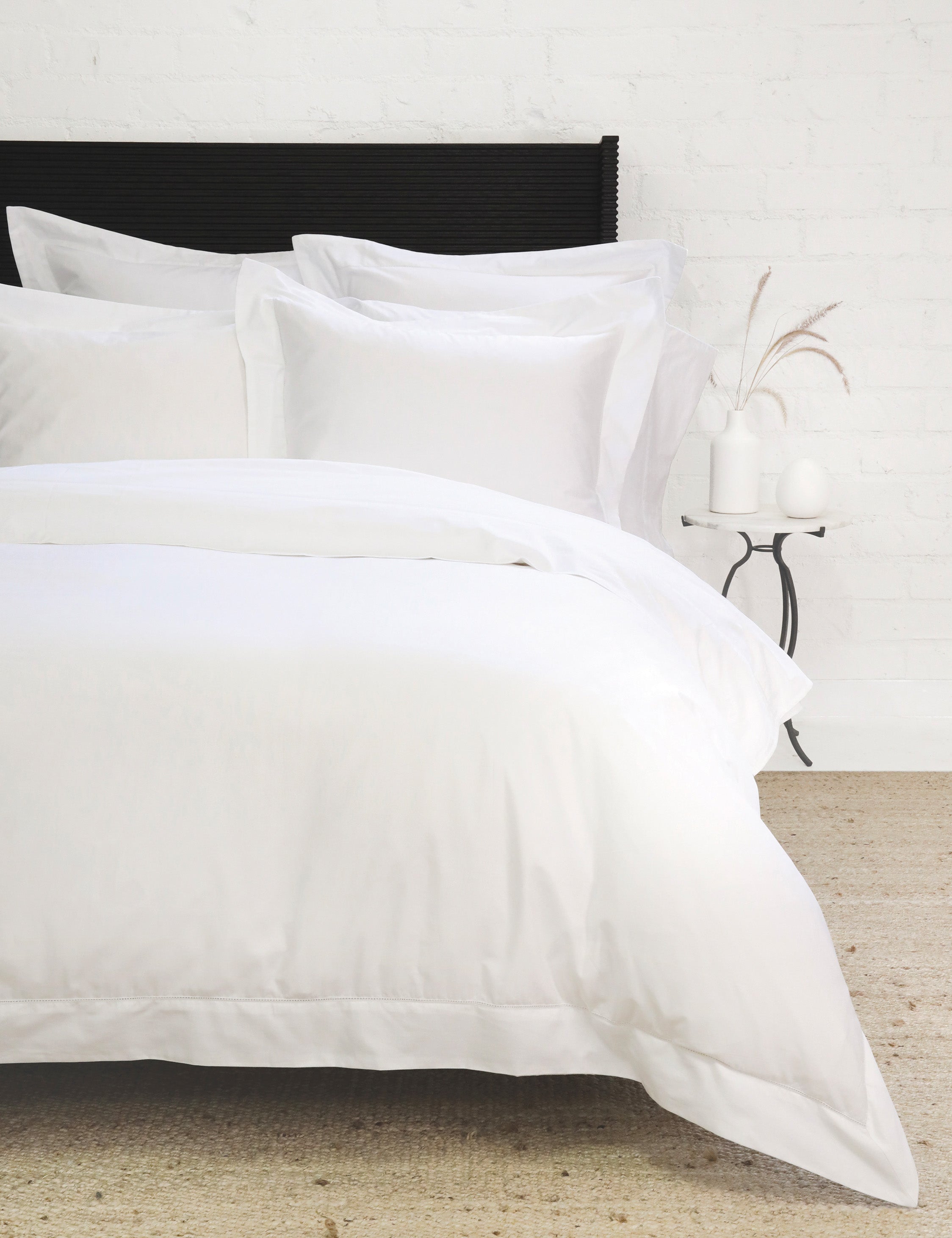 Premium Classico Hemstitch Cotton Sateen Duvet Cover Set - Luxury Bedding Collection by Pom Pom at Home - Perfect for Master Bedrooms, Guest Rooms & Hotel Style Decor