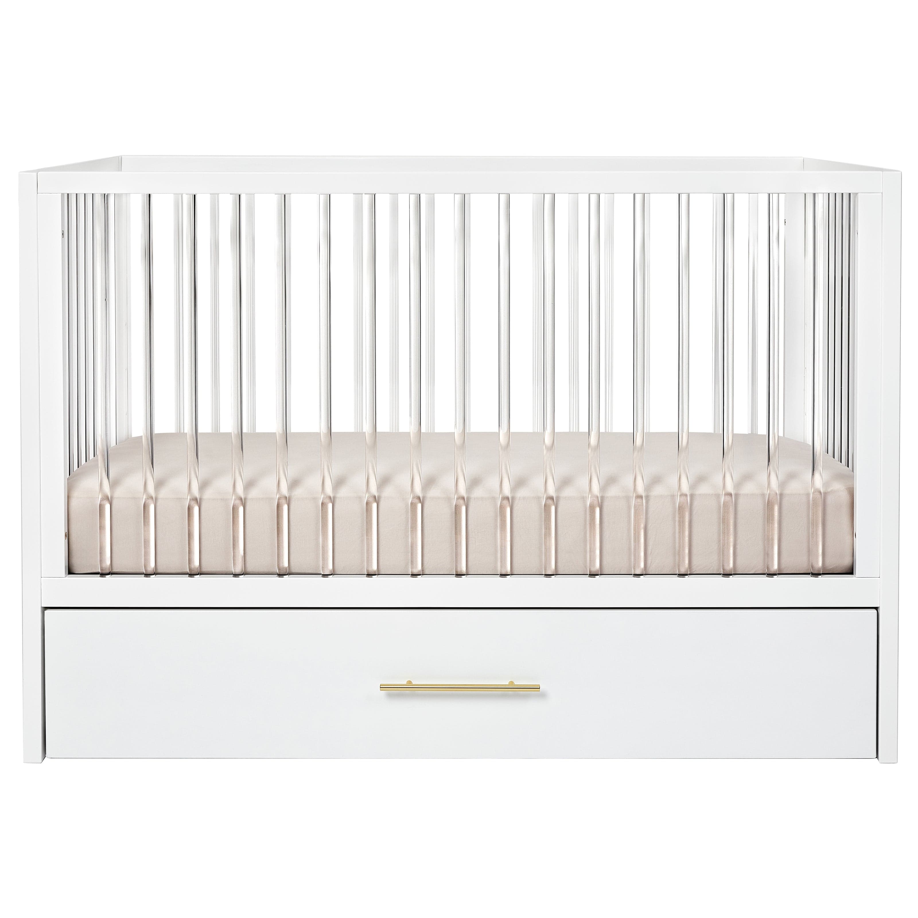 Hush Crib with Trundle - Gold Handle Baby Bed for Nursery - Perfect for Newborns, Toddlers & Small Spaces