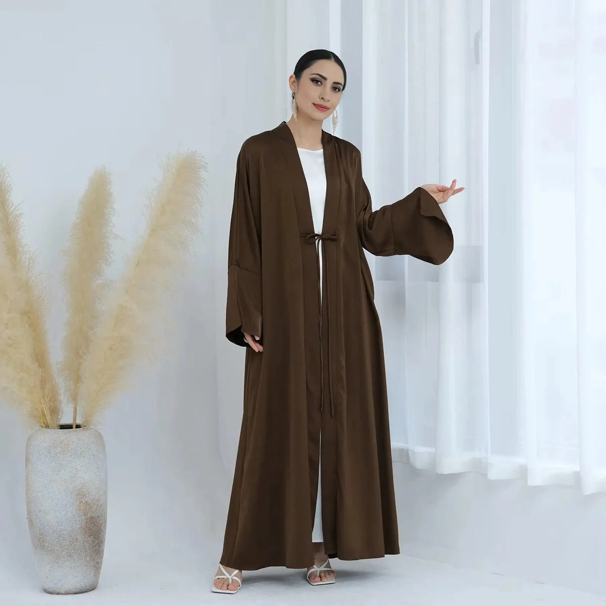 Elegant Nida Cardigan Open Abaya Dress #24863 - Modest Muslim Fashion for Women, Perfect for Prayer, Work & Special Occasions