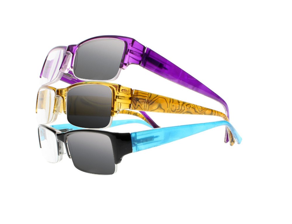 Stylish Half Rim Colorful Photochromic Reading Glasses with UV400 Protection - Lightweight Transition Sunglasses for Men & Women - Perfect for Reading, Driving, and Outdoor Activities